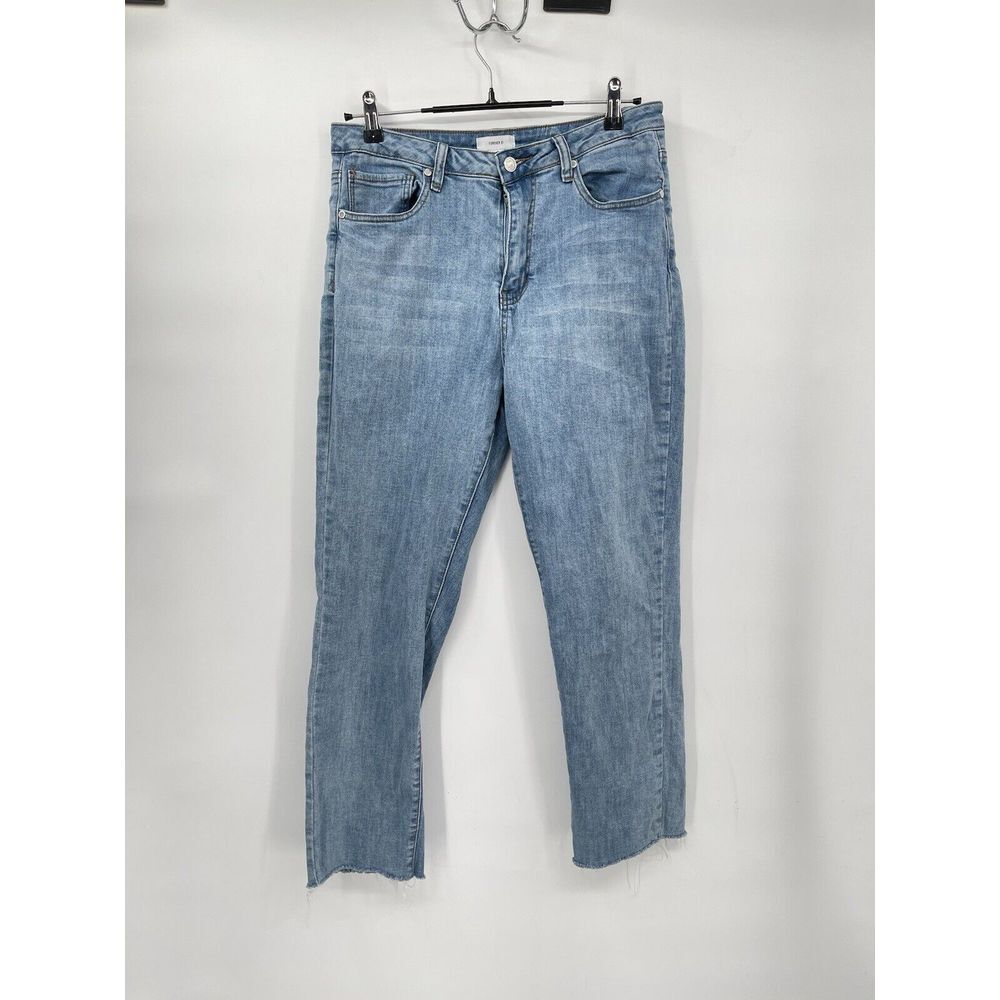 Forever 21 Size 30 Straight Leg Jeans Womens Light Blue Raw Hem High Rise